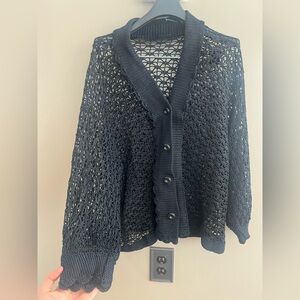 Vintage navy crochet knit cardigan